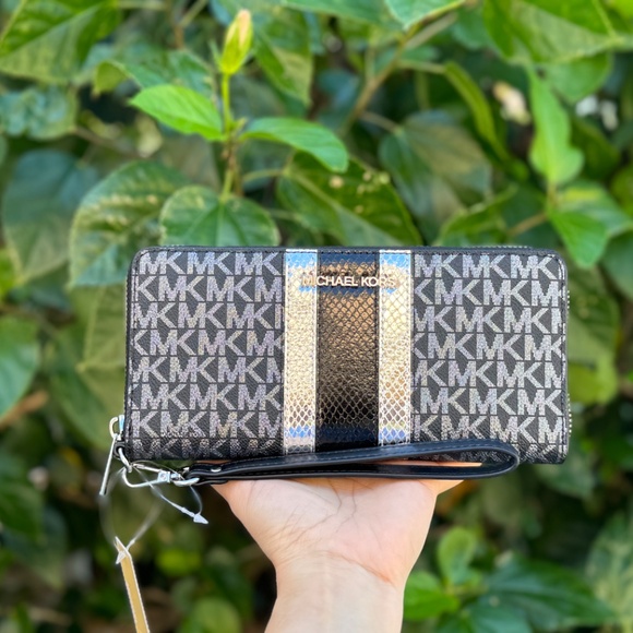 Michael Kors Pratt MD Shoulder Bucket Bag + Wallet Glitter MK Silver/Black - Picture 10 of 15